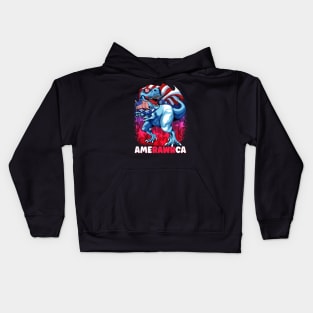 Fourth Of July 4th T-Rex Dinosaur AmeRAWRca Kids Hoodie